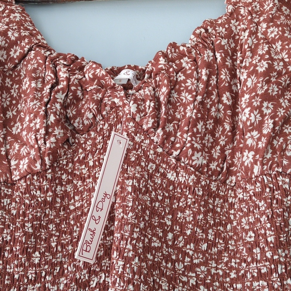 Floral Rust Color Dress - Picture 2 of 4